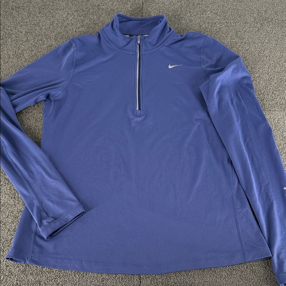 Nike Running 1/4 Zip Wm Medium Pullover Blue Performance Top Long Sleeve